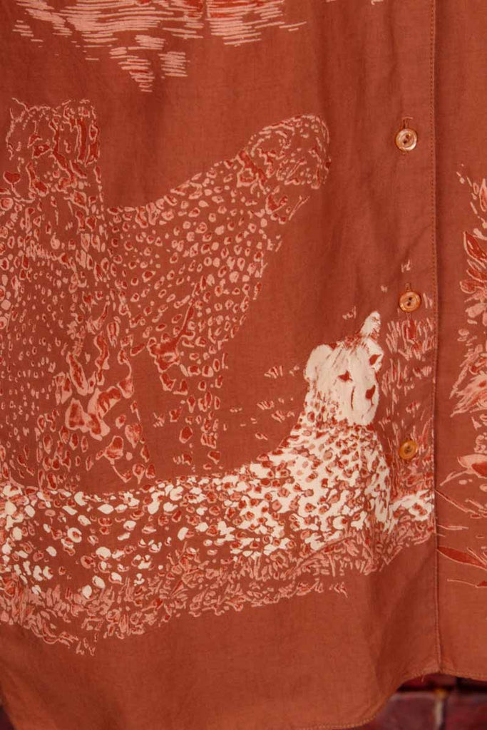 70s Safari Bluse Tiermuster