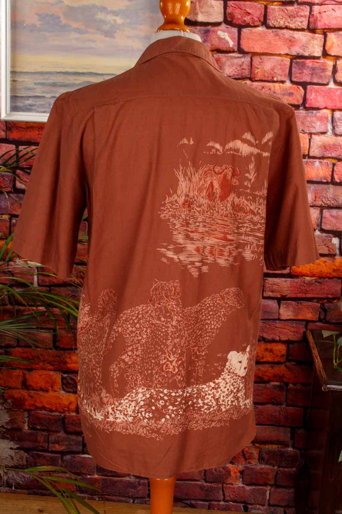 70s Safari Bluse Tiermuster