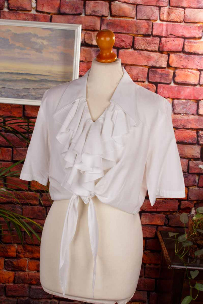 Wickelbluse weiß Rüschen