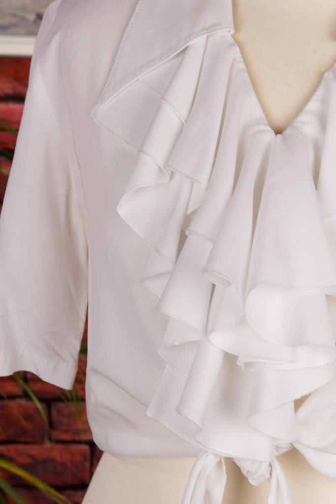 Wickelbluse weiß Rüschen