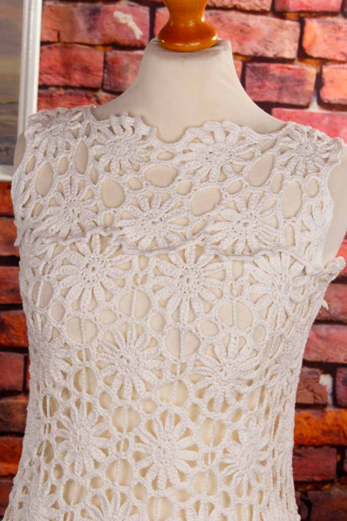 60s Häkelkleid weiß