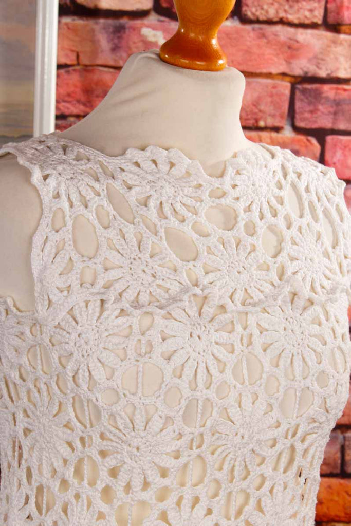 60s Häkelkleid weiß