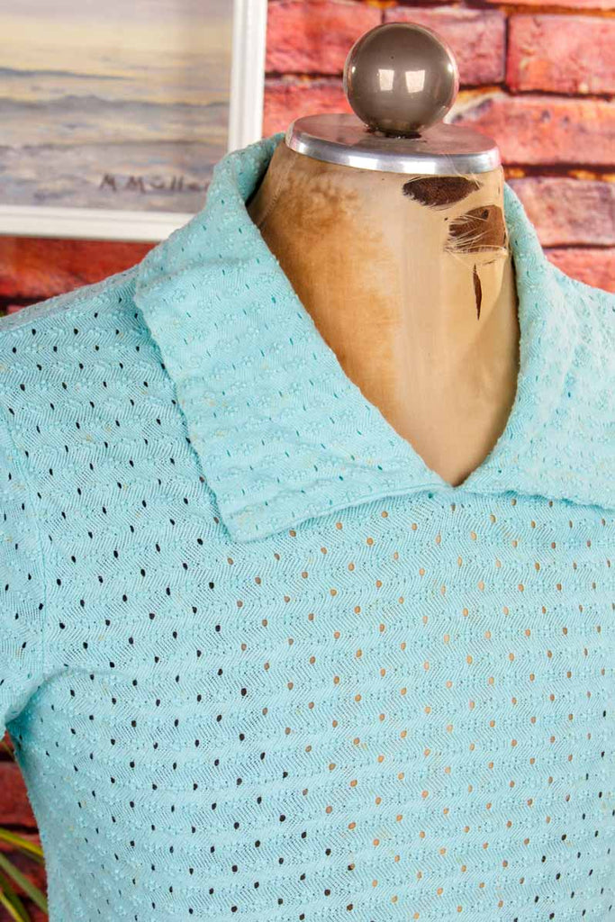 50er Jahre Poloshirt türkis