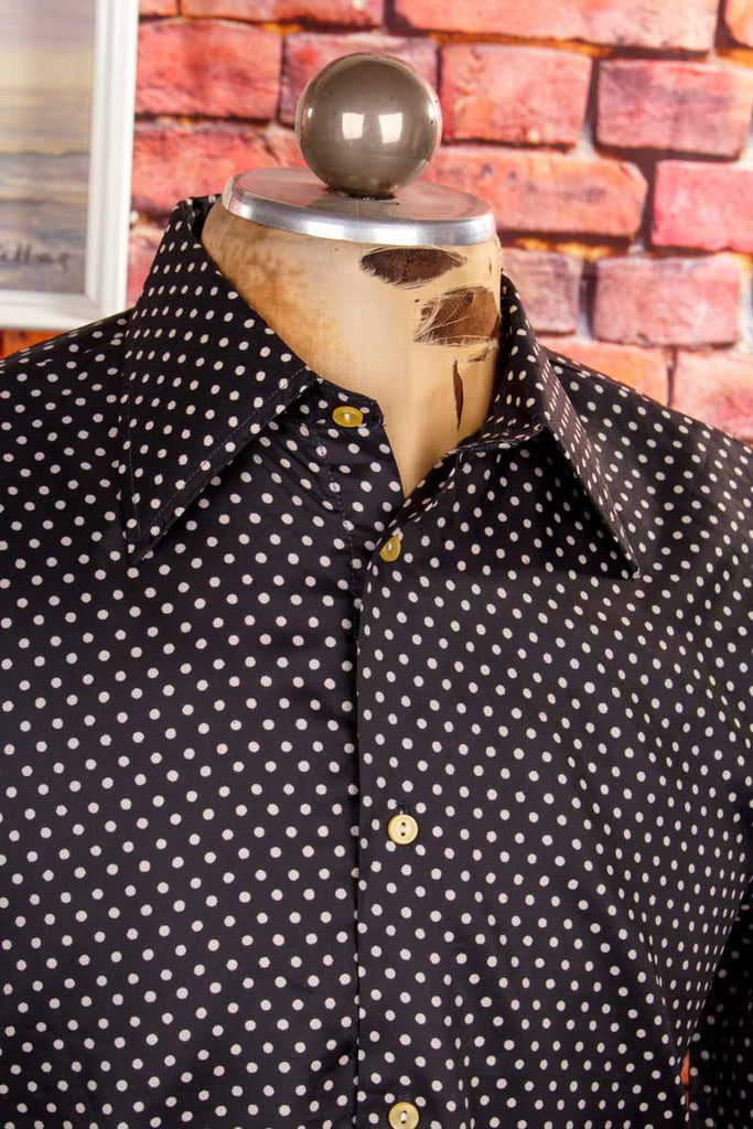 70s Hemd schwarz Punkte