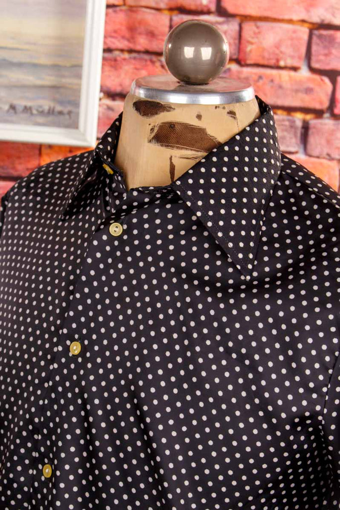 70s Hemd schwarz Punkte