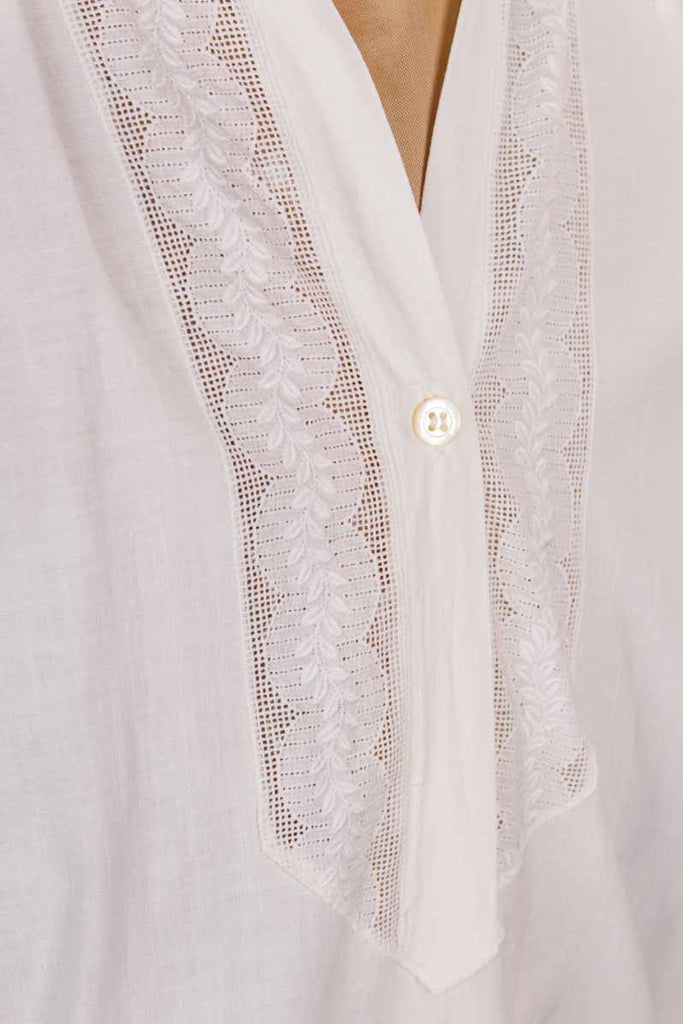 antikes Nachthemd weiß Leinen