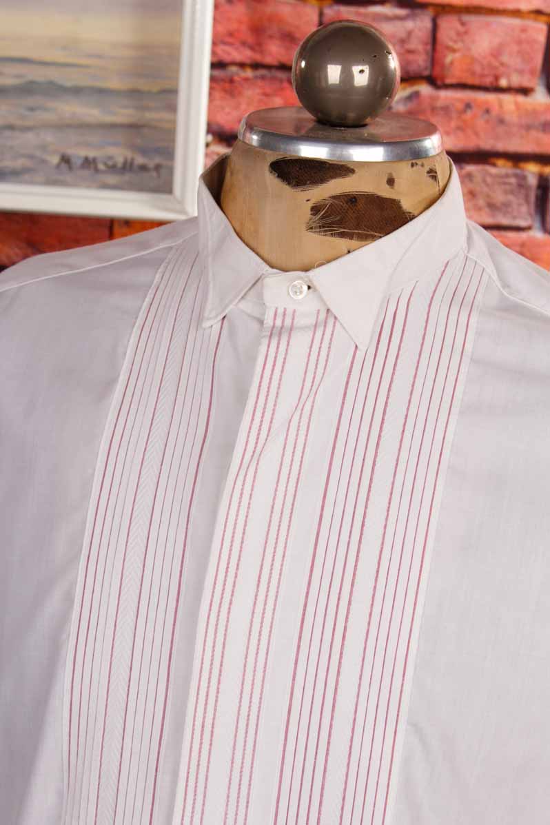 Vintage Smokinghemd weiß rot Streifen