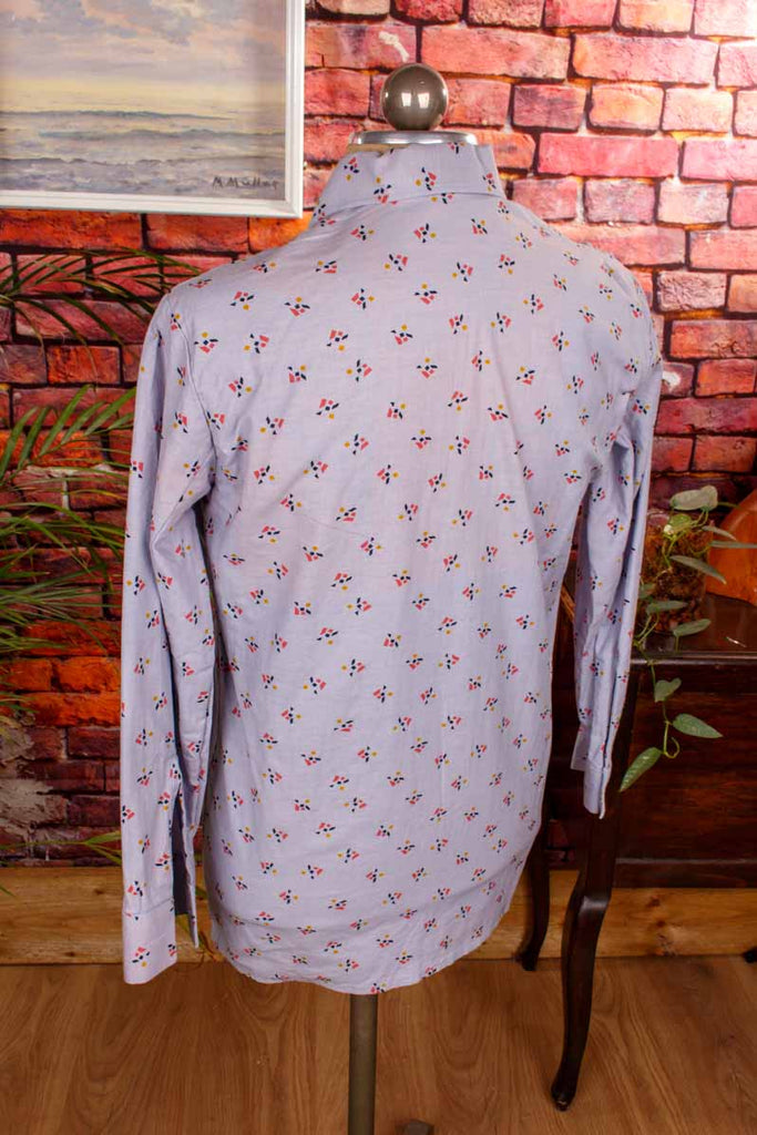 70s Disco Hemd blau Muster