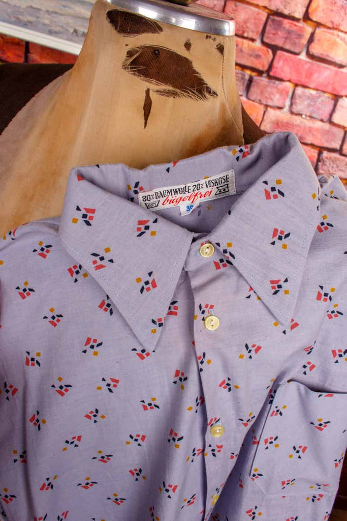 70s Disco Hemd blau Muster