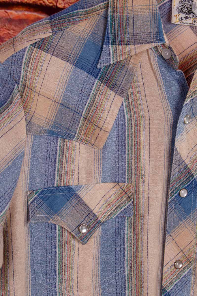 70s Westernhemd blau kariert