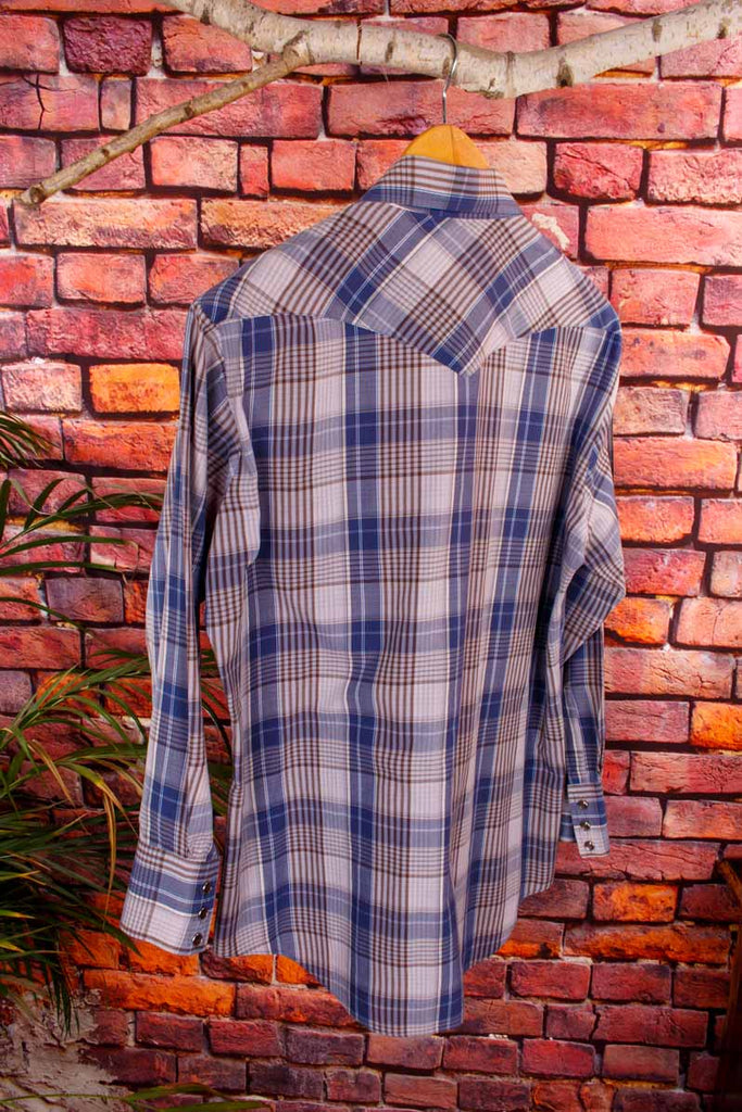 70er Westernhemd blau kariert