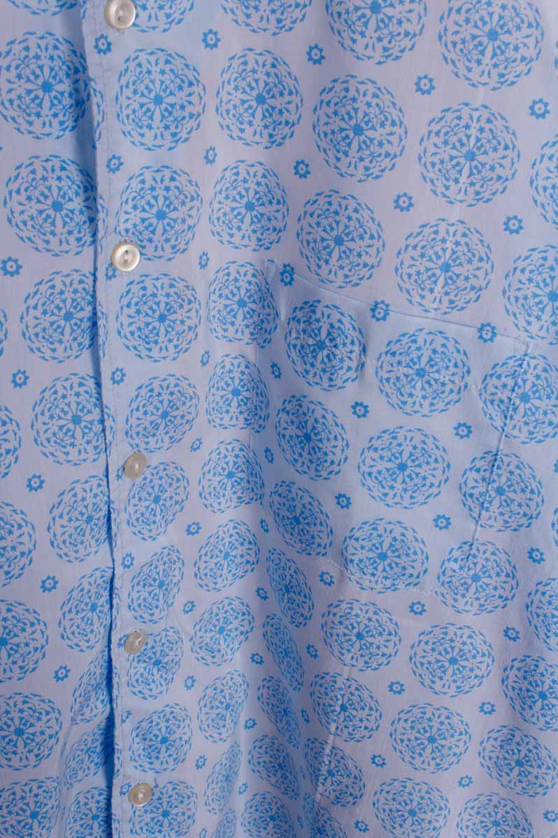 70s Hemd blau Muster