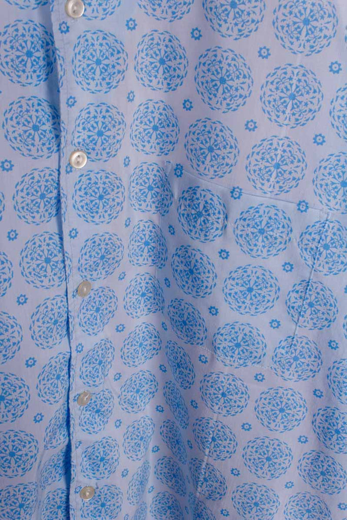 70s Hemd blau Muster