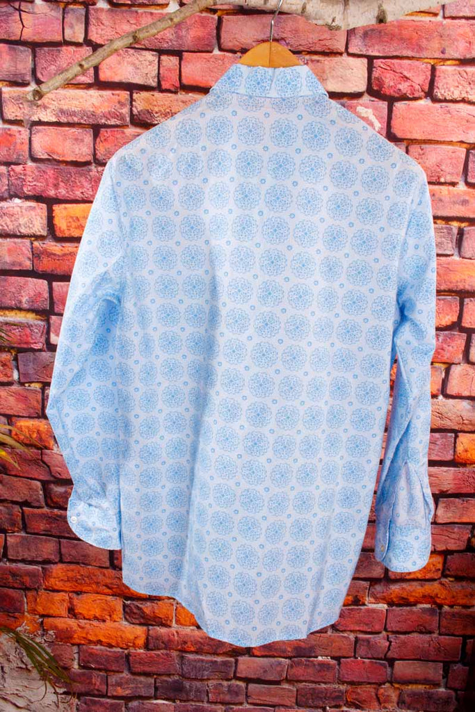 70s Hemd blau Muster