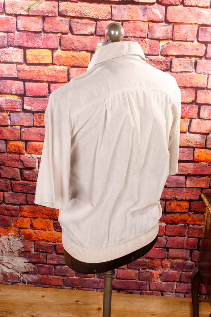 90s Poloshirt beige Leinenmix