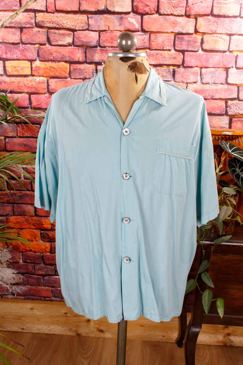 60s Nachthemd Shirt taubenblau