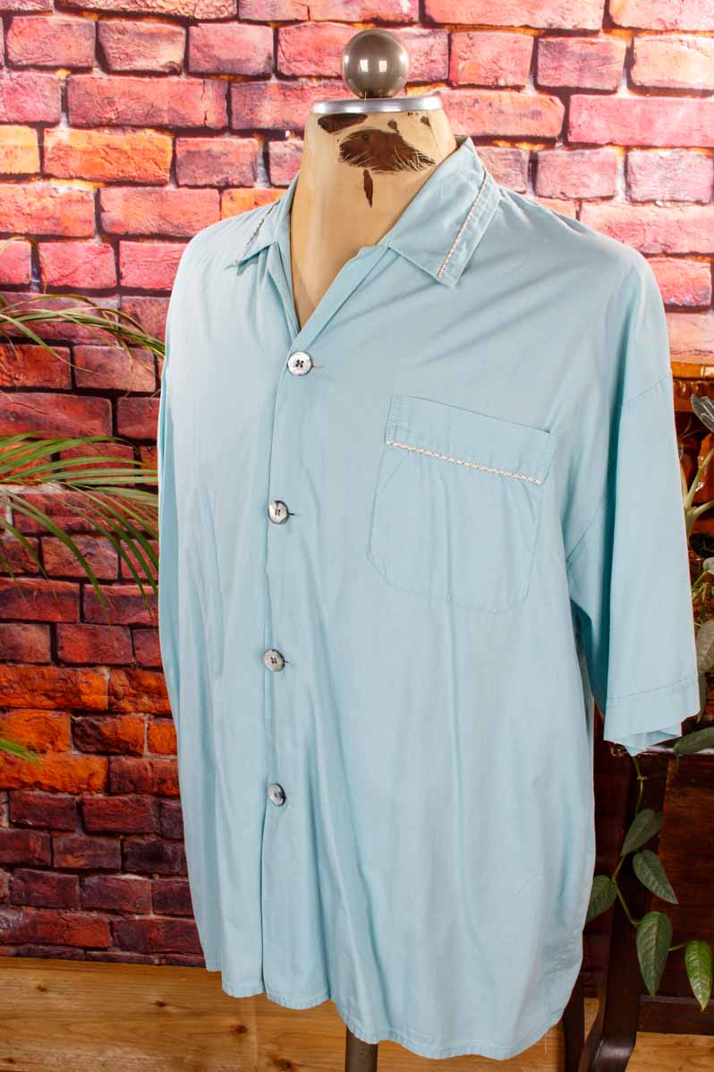 60s Nachthemd Shirt taubenblau