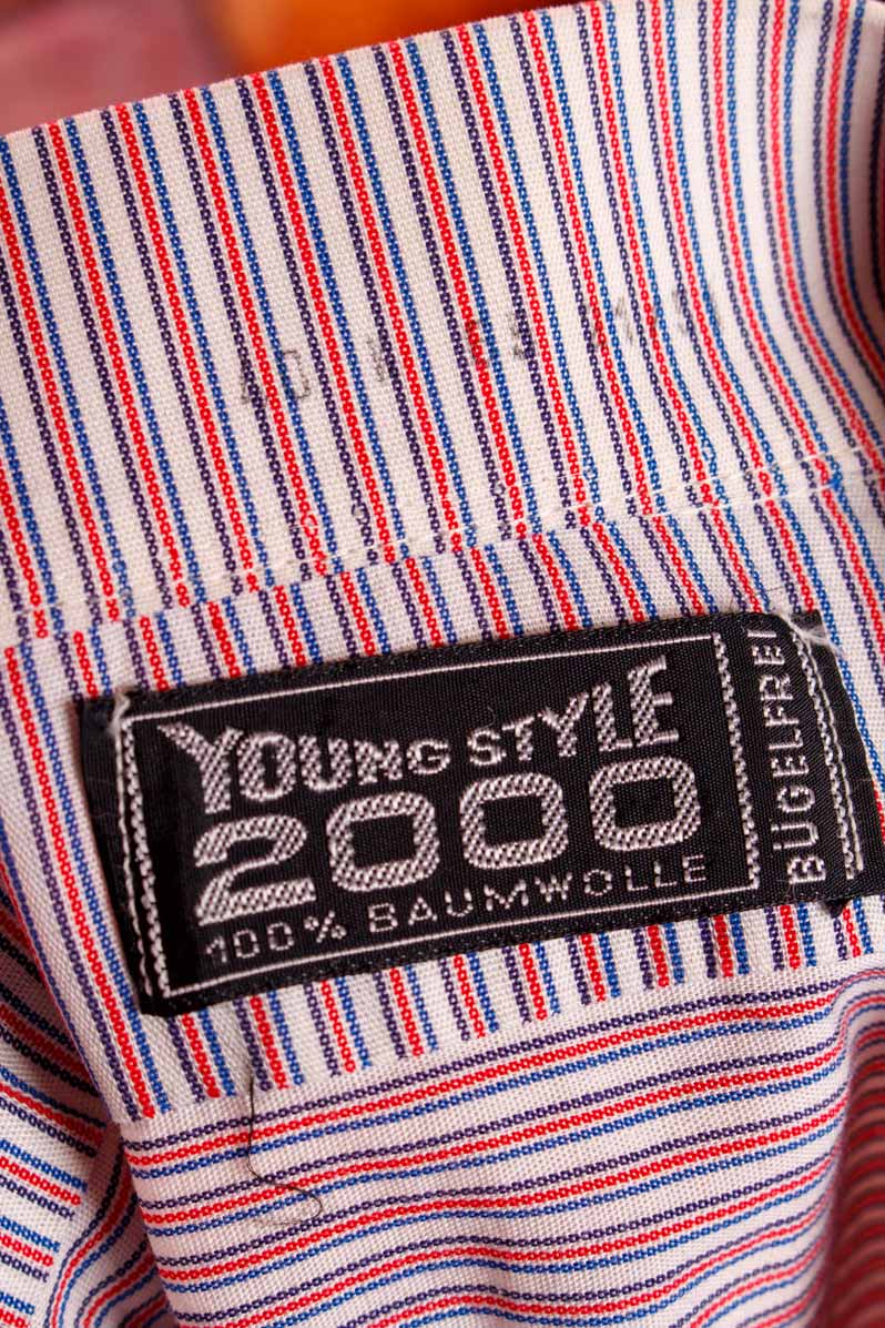 70s Hemd rot blau Streifen