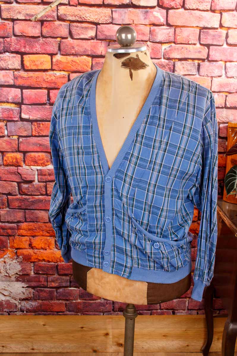 80s Blouson blau kariert