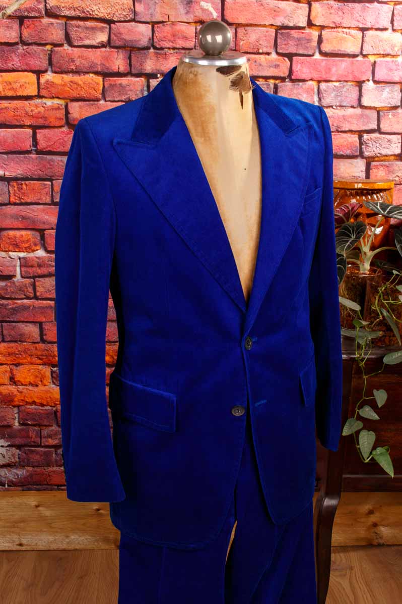 70s royalblau Samt Sakko
