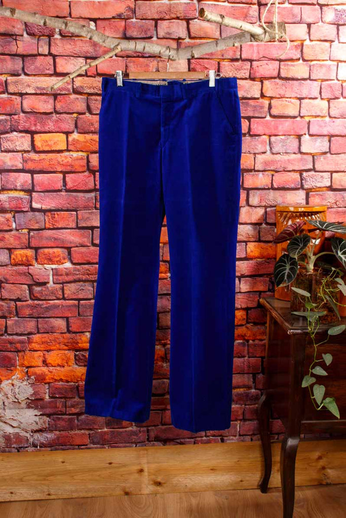 70s royalblau Samt Schlaghose