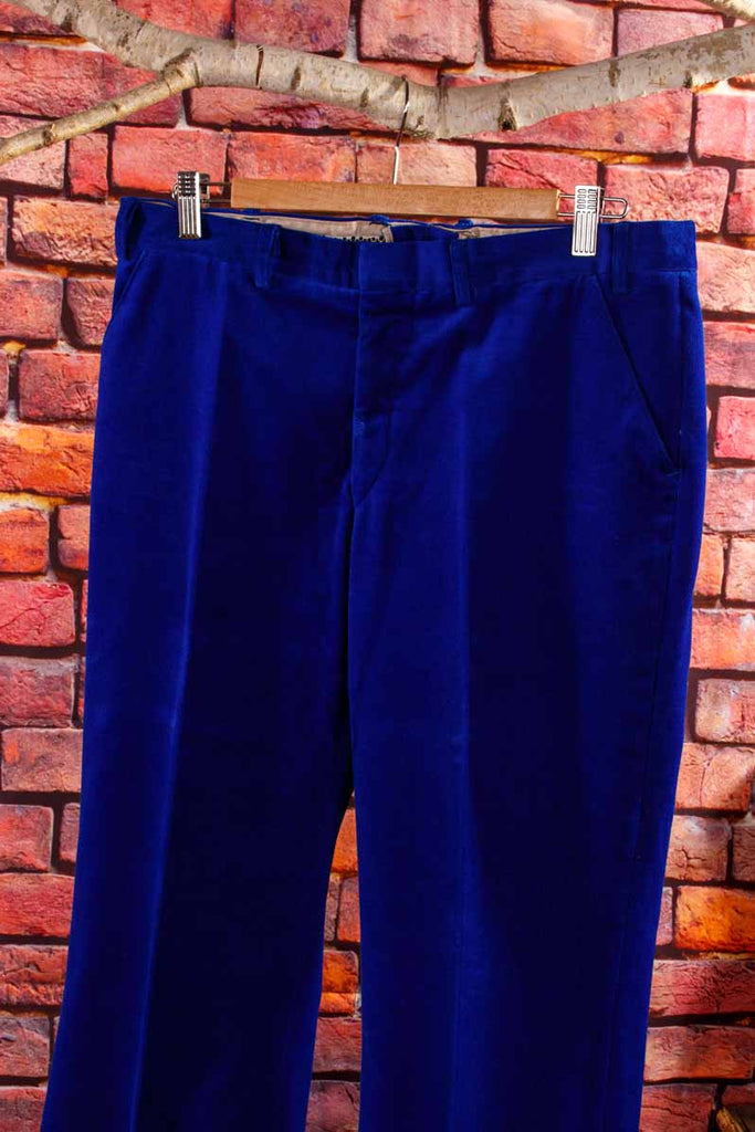 70s royalblau Samt Schlaghose