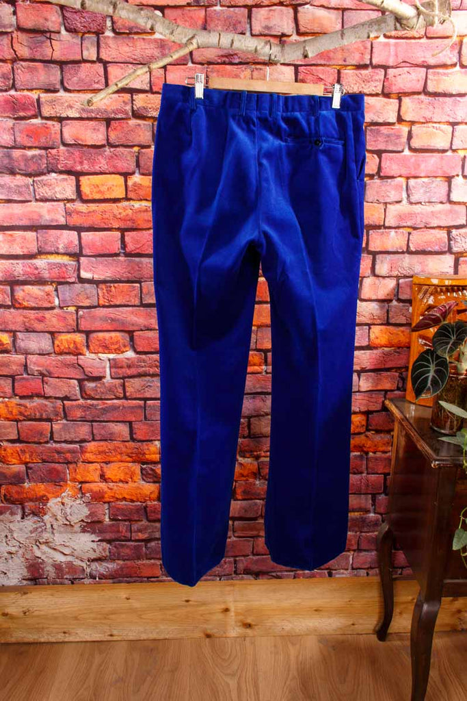 70s royalblau Samt Schlaghose