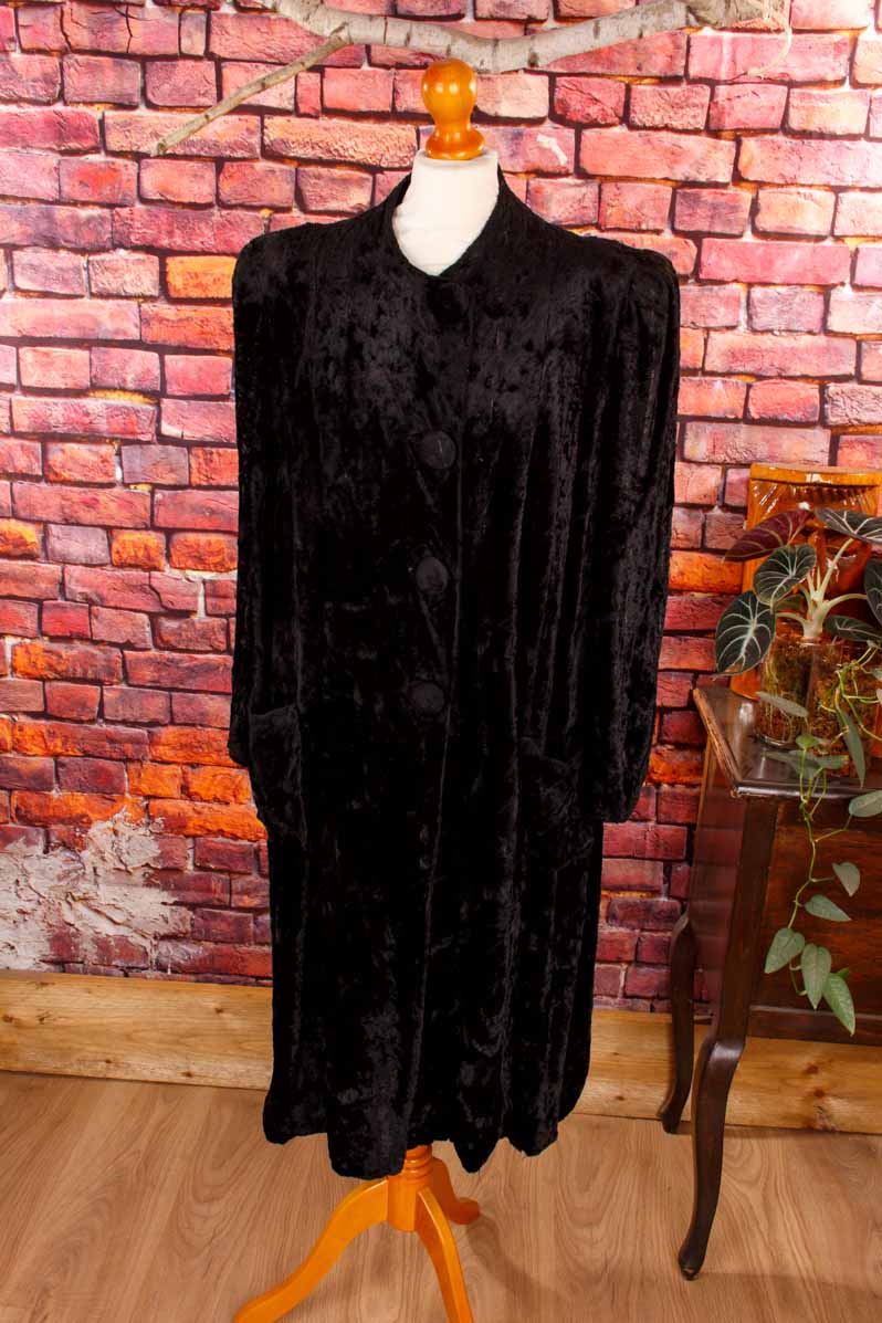 1920s Plüschfell Mantel schwarz