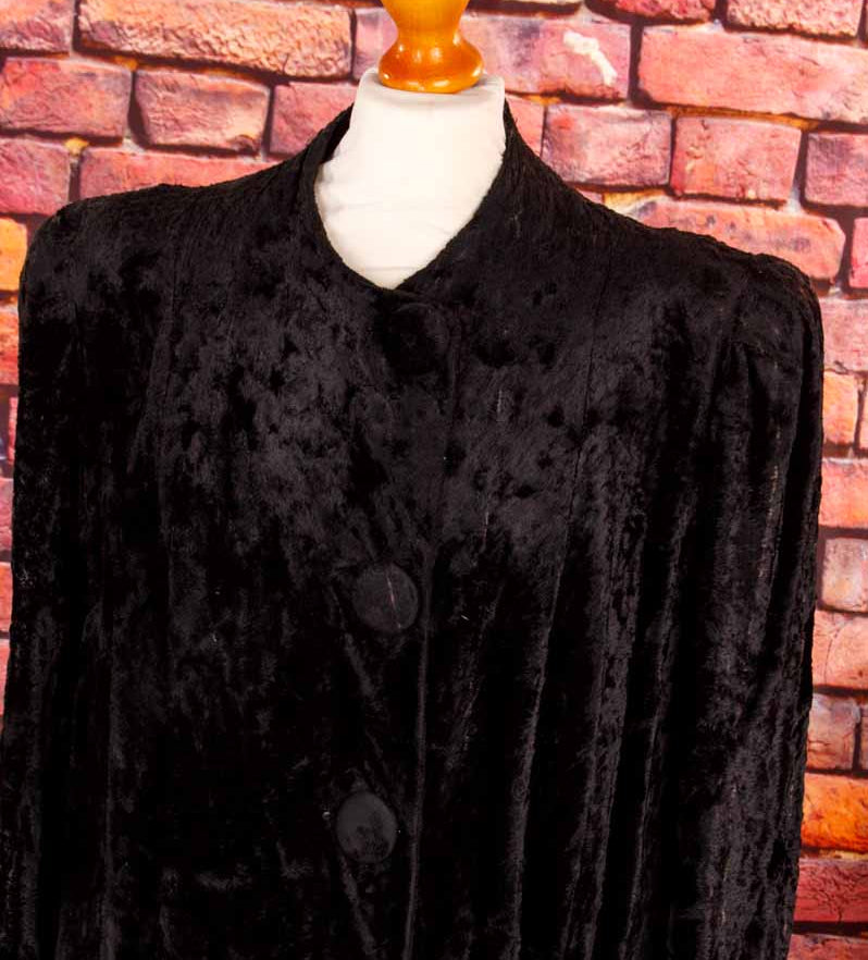 1920s Plüschfell Mantel schwarz