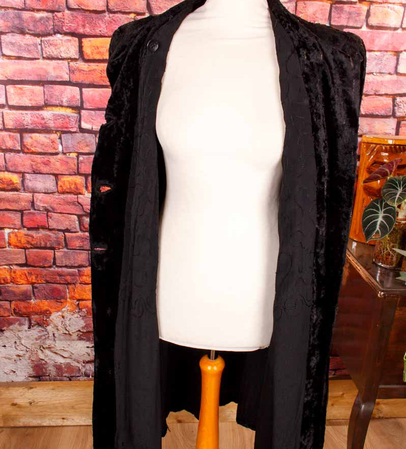 1920s Plüschfell Mantel schwarz