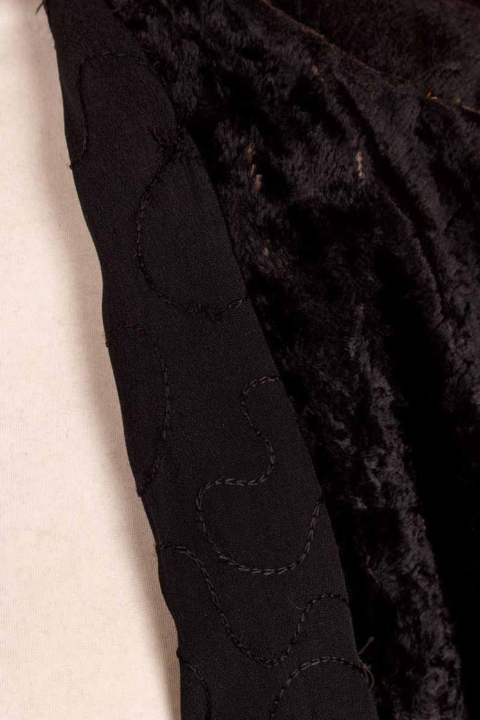 1920s Plüschfell Mantel schwarz
