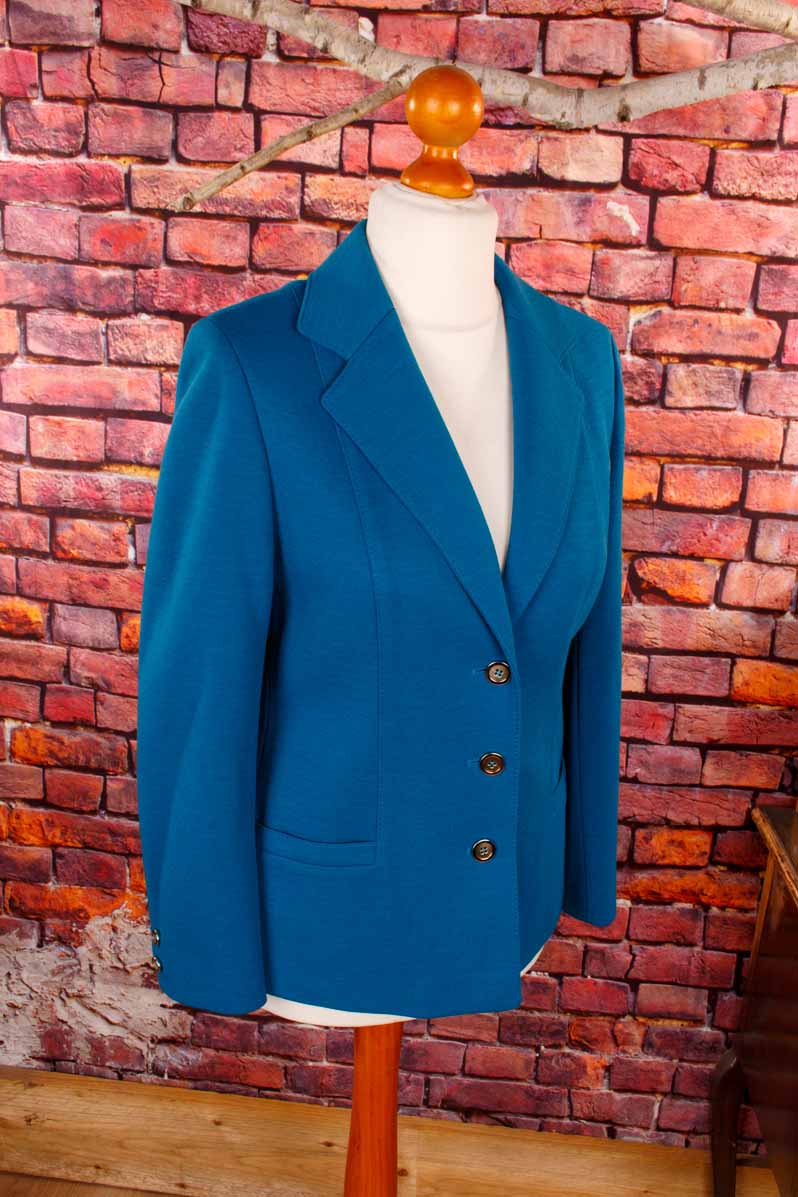 70s Wollmix Blazer türkis petrol