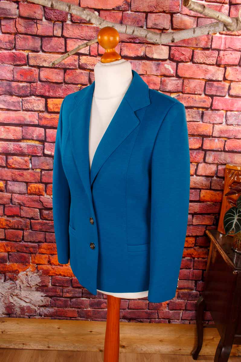 70s Wollmix Blazer türkis petrol