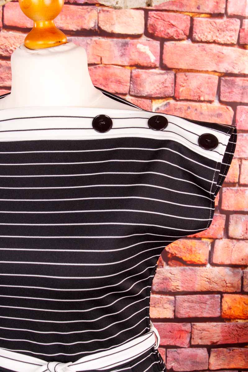 80s Stretch Sommerkleid Ringel