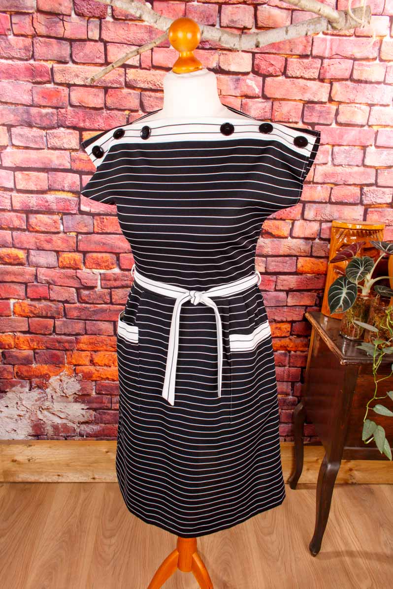 80s Stretch Sommerkleid Ringel