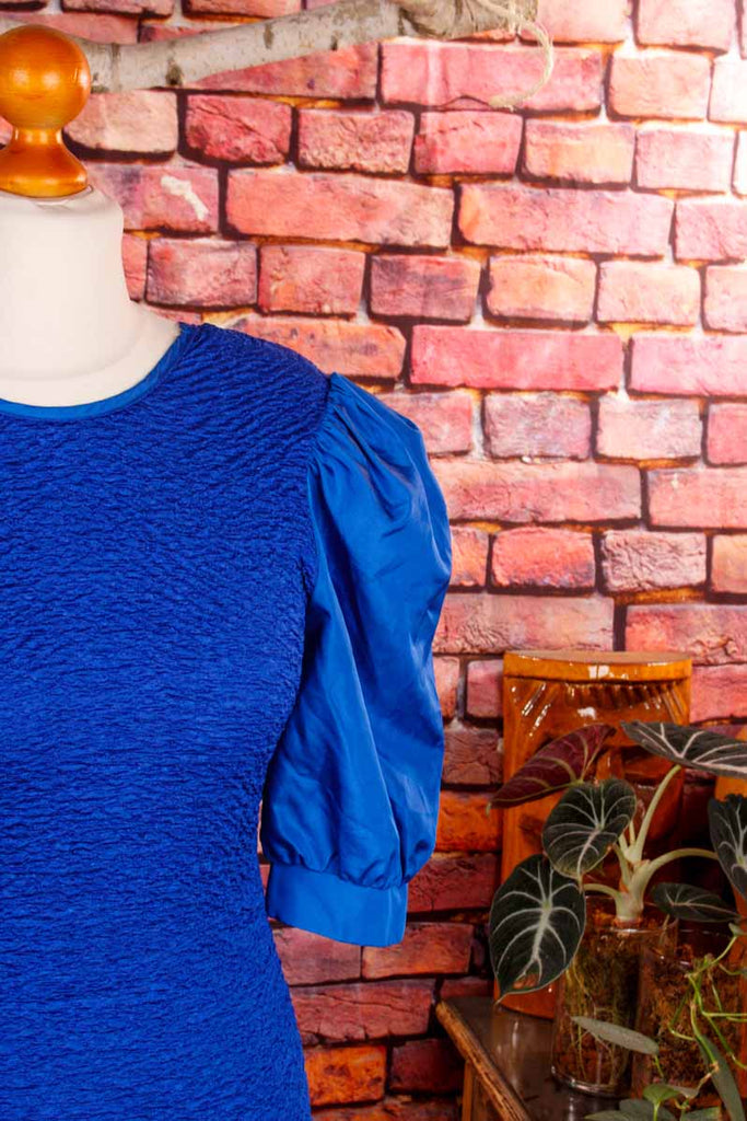 80s Cocktailkleid blau Rüschen
