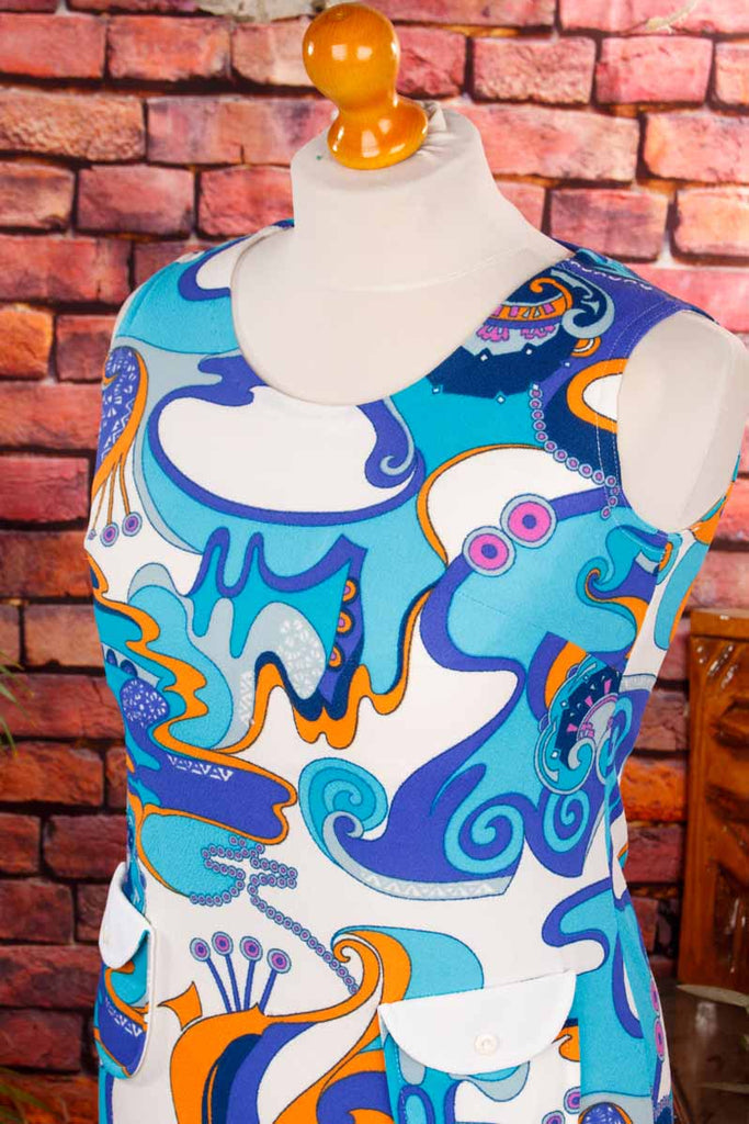 60s Minikleid türkis