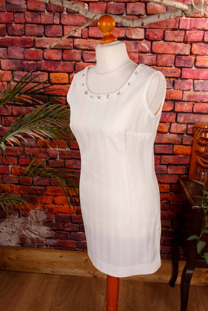 60s Minikleid weiß Perlen