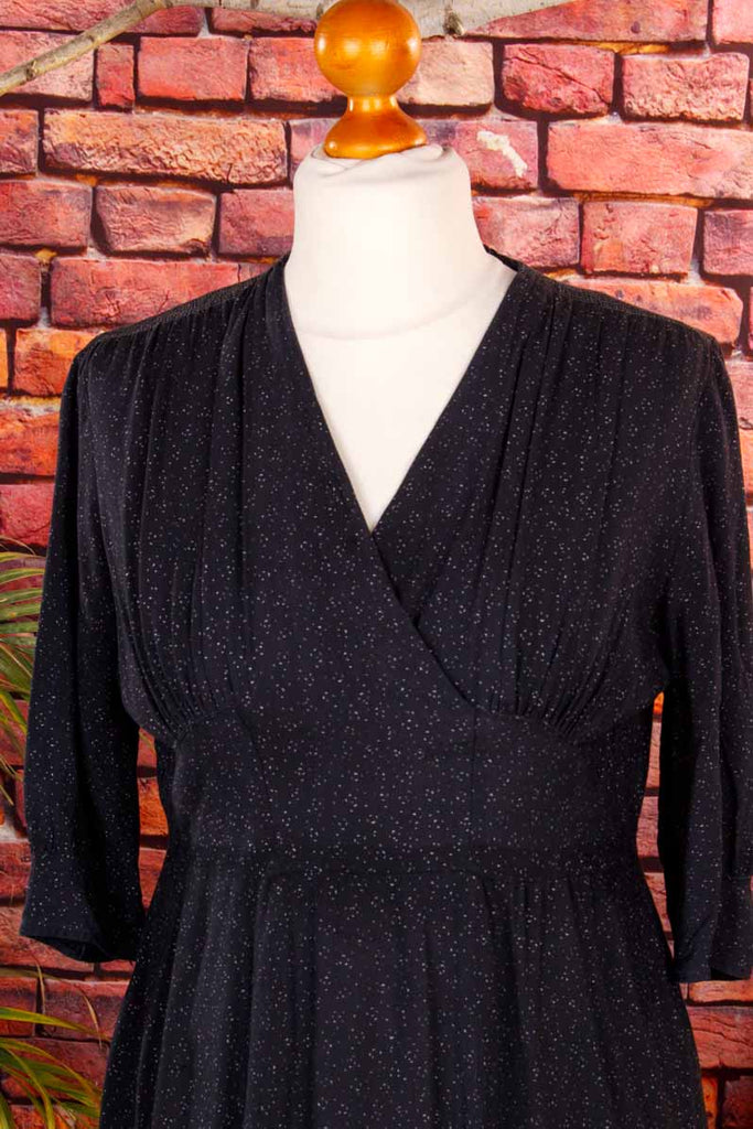 40er Jahre Kleid schwarz Tupfen