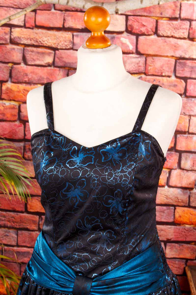 80er Partykleid schwarz blau metallic
