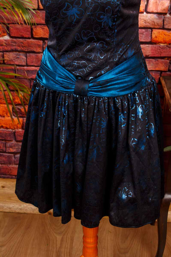 80er Partykleid schwarz blau metallic