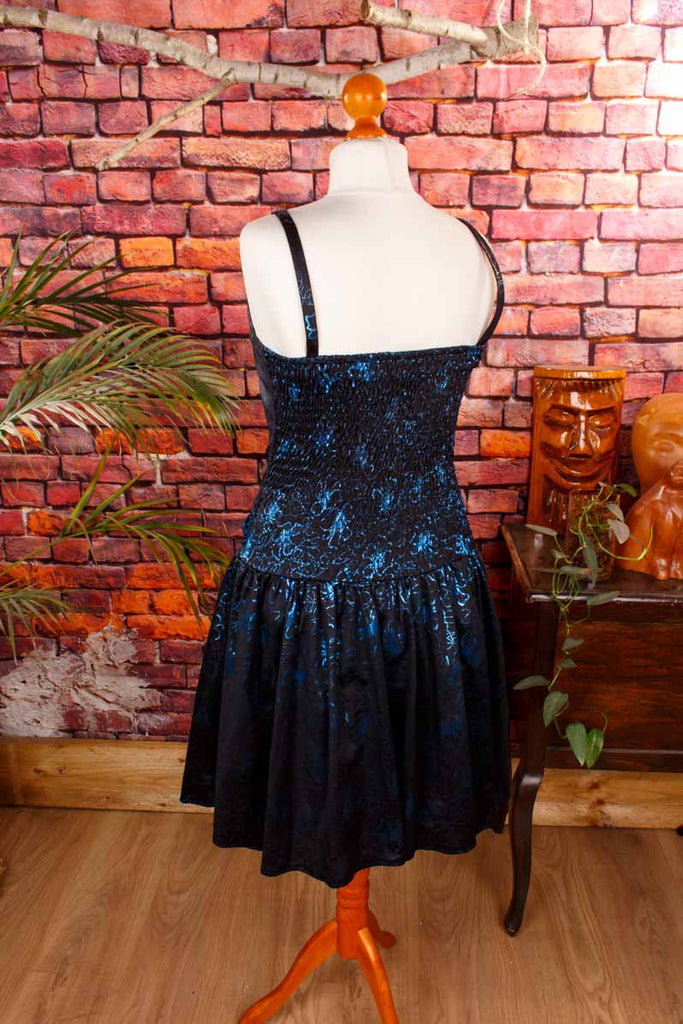 80er Partykleid schwarz blau metallic