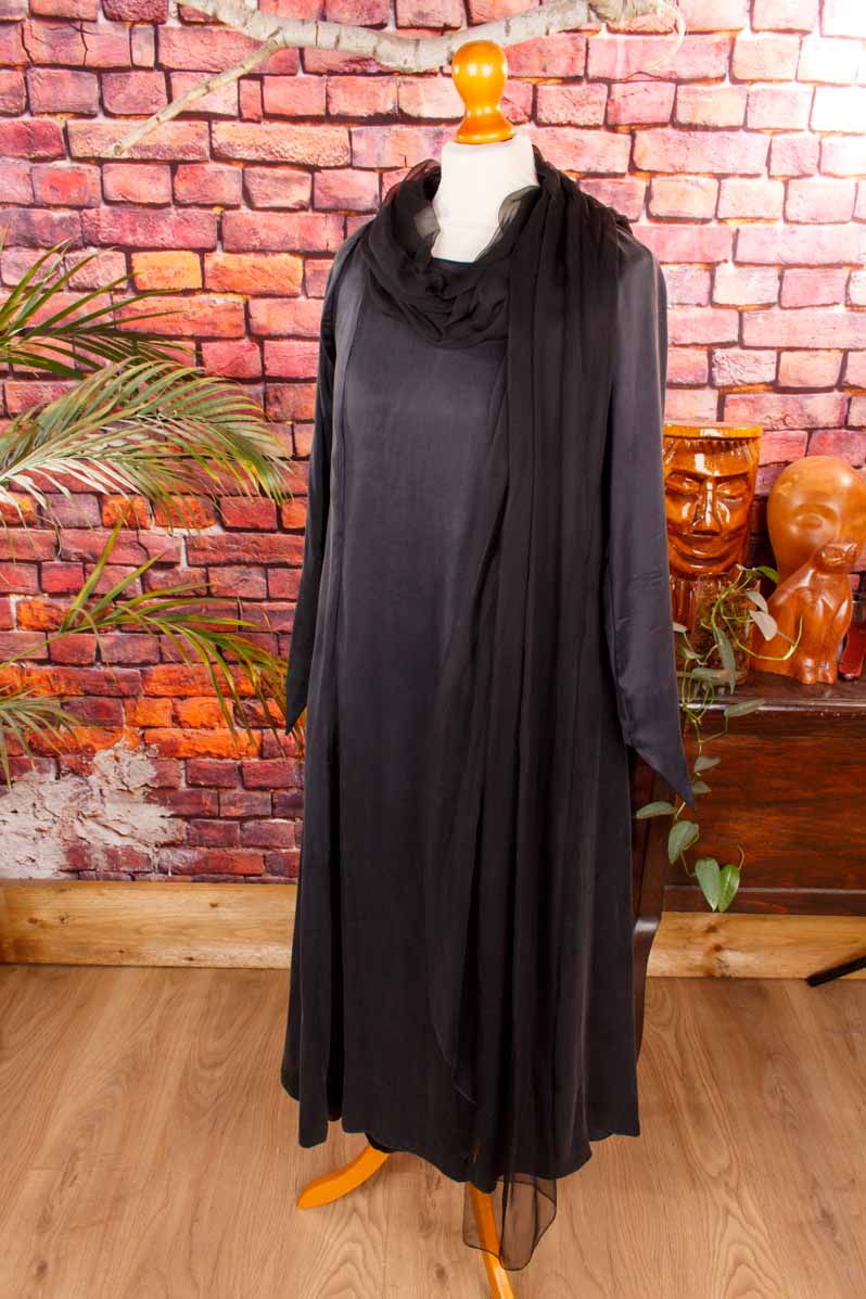 Seidenkleid schwarz + Chiffon