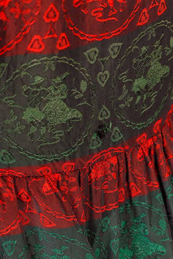 Vintage Brokat Dirndl rot grün
