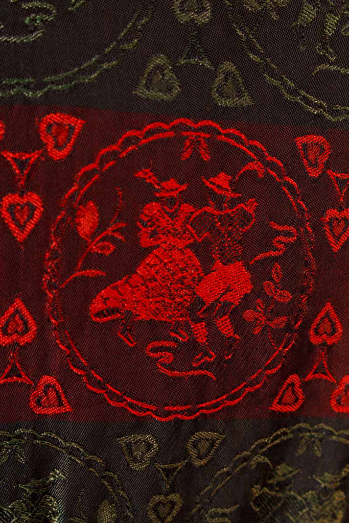 Vintage Brokat Dirndl rot grün