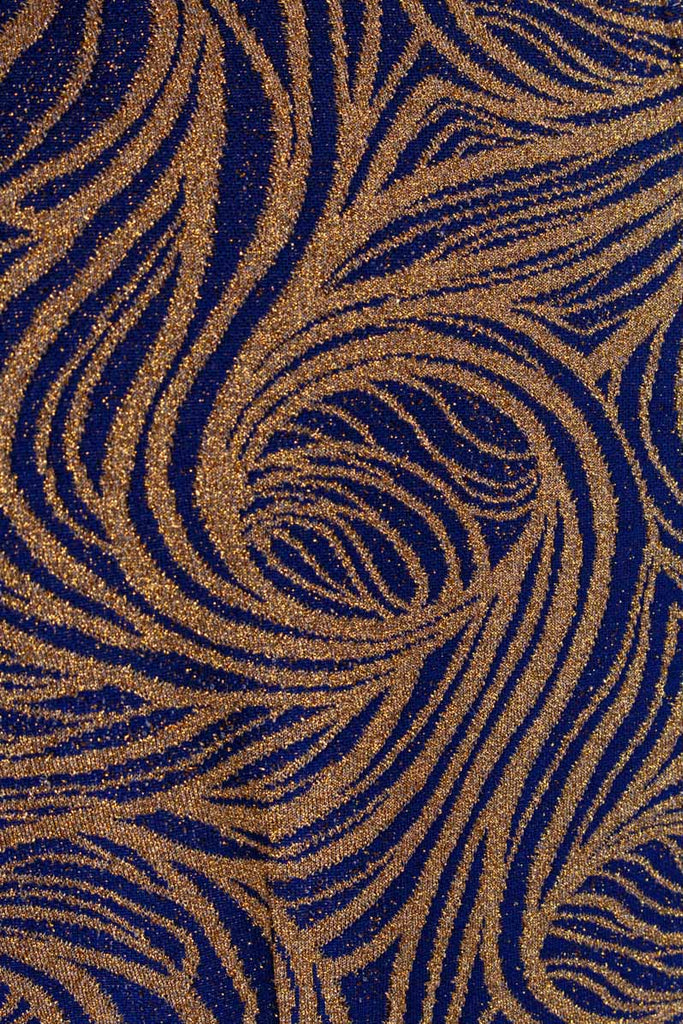 60s Brokat Kleid blau gold