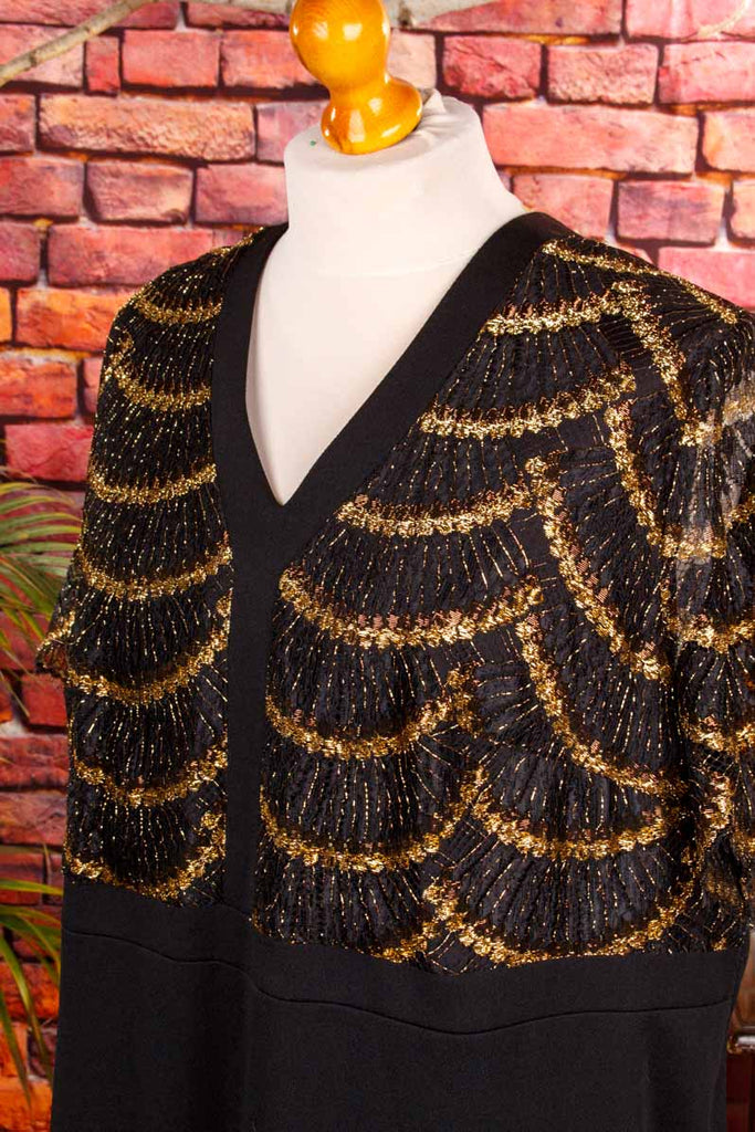 Vintage Abendkleid schwarz gold