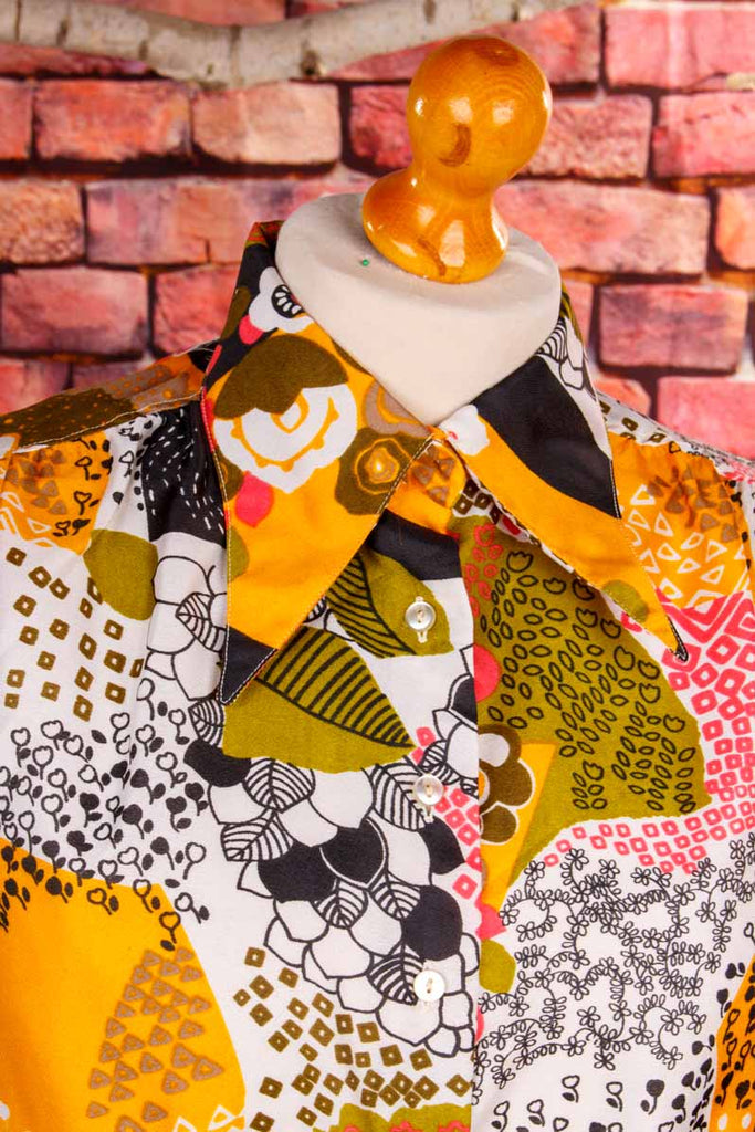 Megakragen Bluse bunt Muster