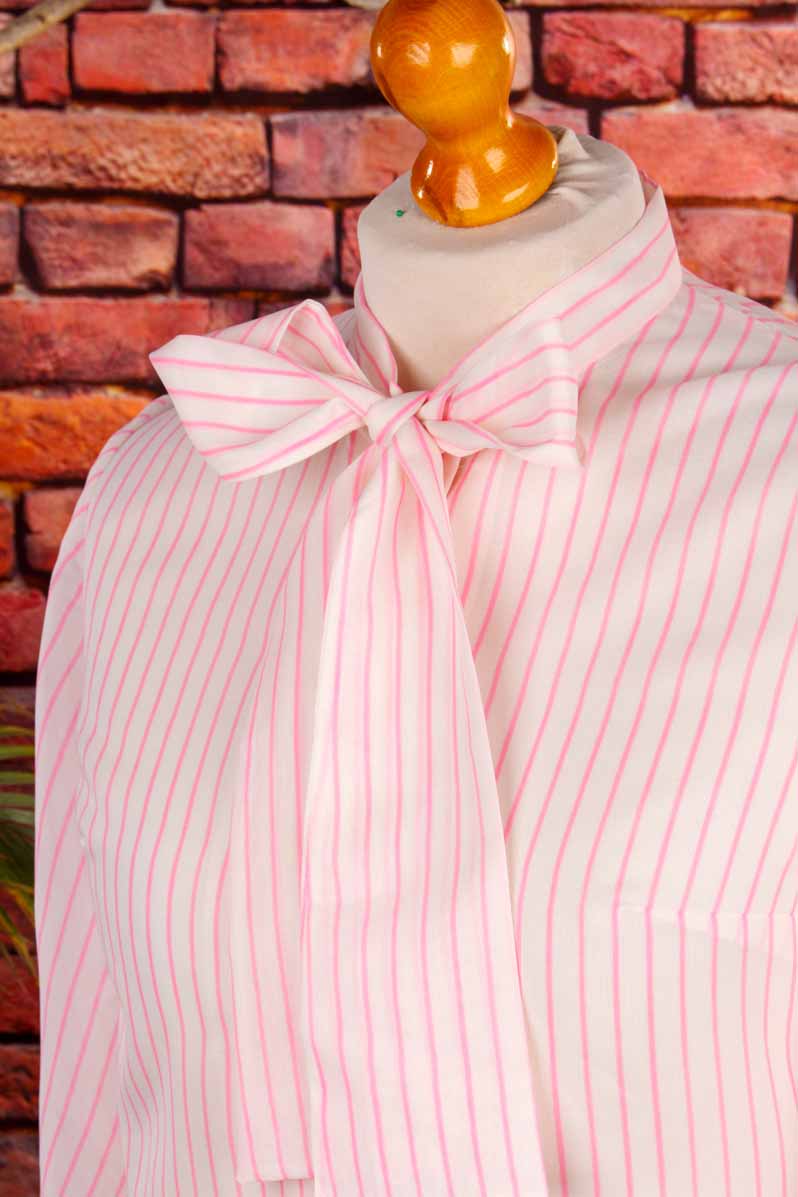 Schluppenbluse rosa Nadelstreifen