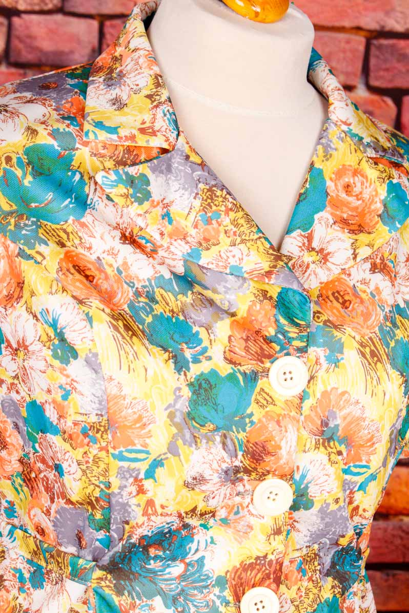70s Bluse bunt Megakragen